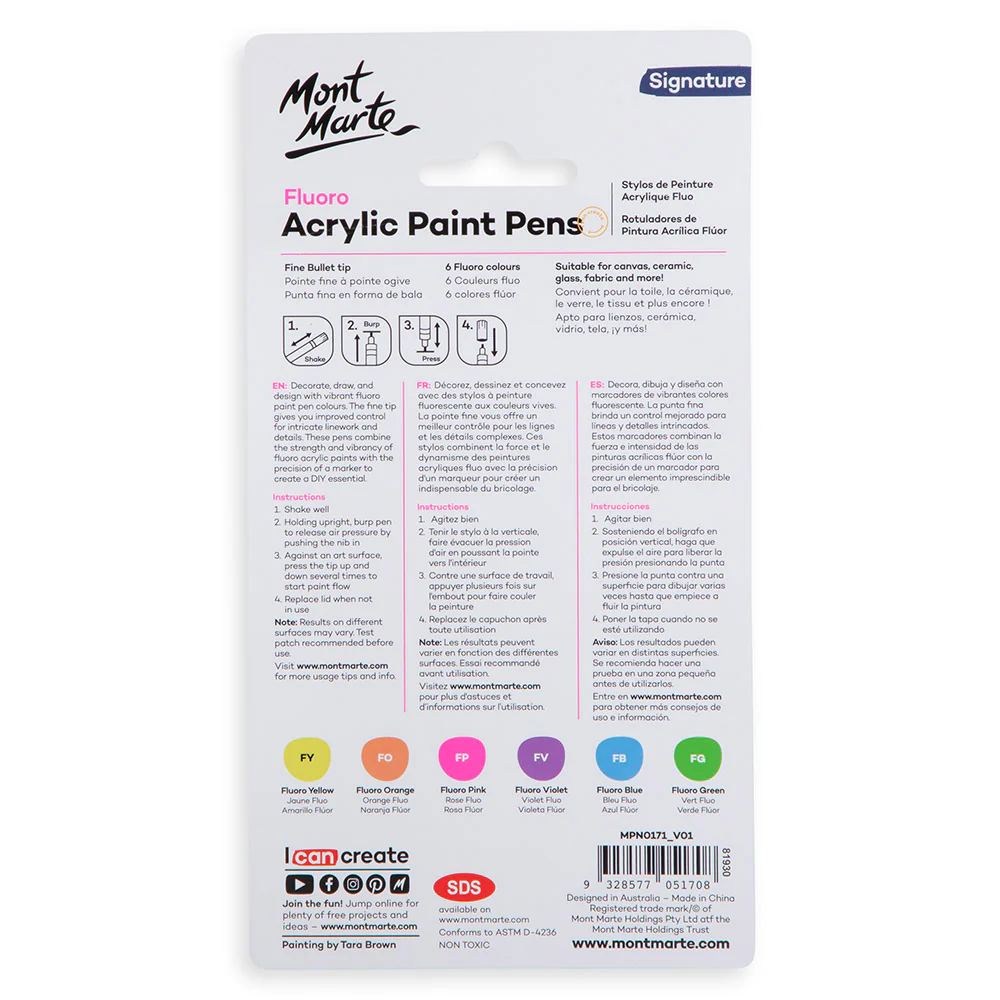 Fluoro Acrylic Paint Pens Mont Marte - Image 3