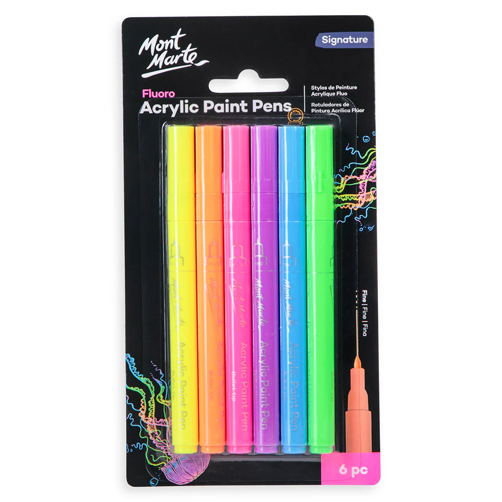 Fluoro Acrylic Paint Pens Mont Marte