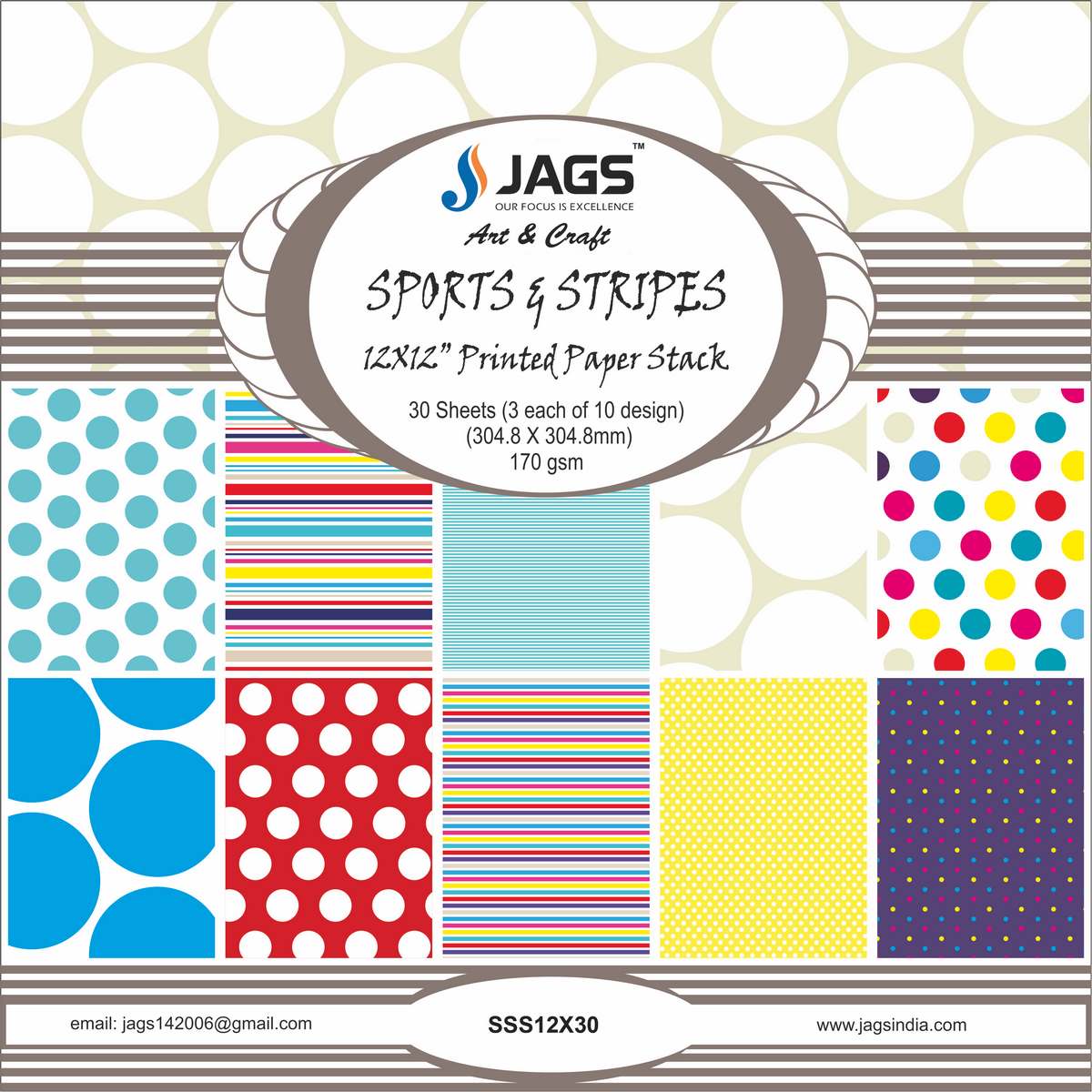 Scrapbook Paper Pack 12"x12" Sports & Strips